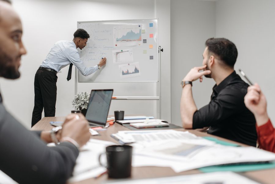 Professional marketing collaboration meeting